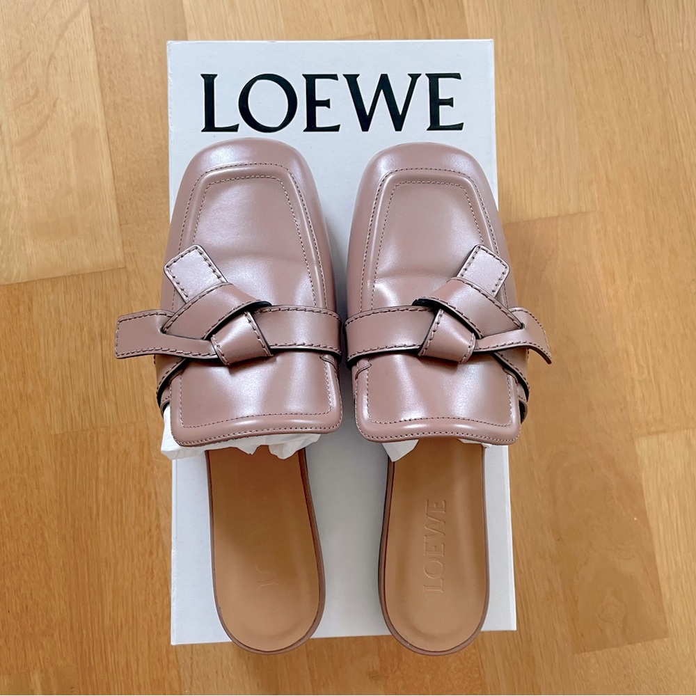 NEW LOEWE Gate Leather Flat Mules pink/dark blush/nude colour
